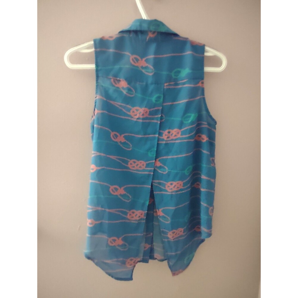 L’amour Nanette Lepore Women’s Sleeveless Blouse Nautical Print Blue Size M - Picture 8 of 11